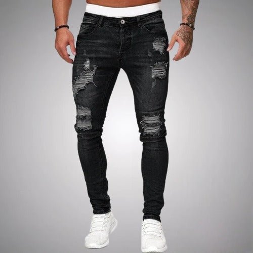 Jeans Uomo Slim Fit Elasticizzati con Effetto Strappato