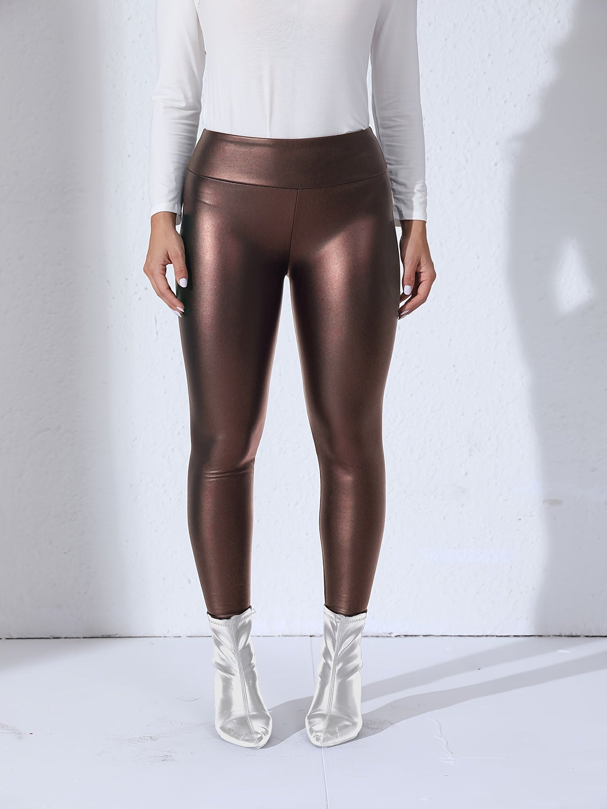 Leggings Donna in Ecopelle PU a Vita Alta – Elasticizzati e Aderenti