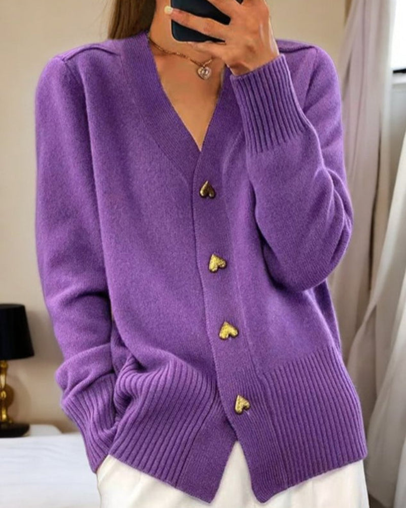 Cárdigan de mujer de punto con botones en forma de corazón
