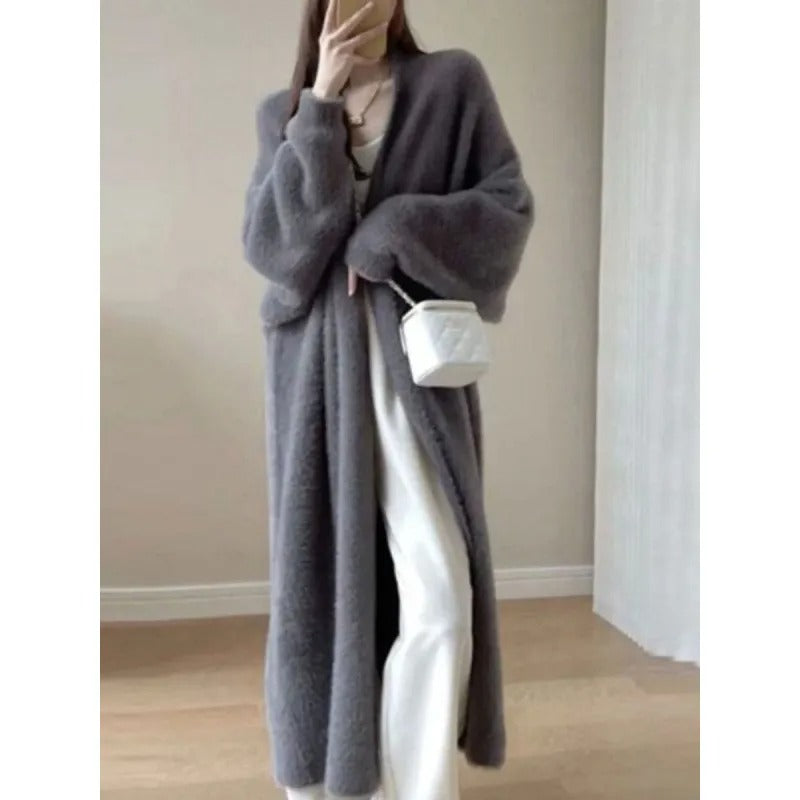 Long cardigan femme en maille douce – Modèle maxi ouvert et élégant