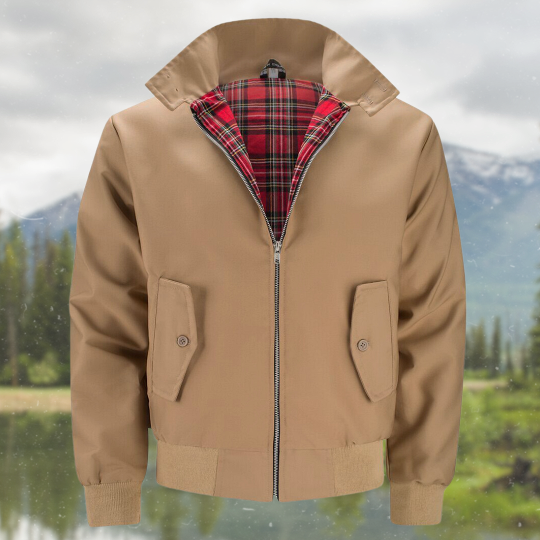 Chaqueta Harrington para hombre con forro de tartán y cremallera – elegancia informal atemporal