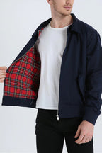 Chaqueta Harrington para hombre con forro de tartán y cremallera – elegancia informal atemporal