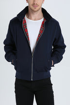 Chaqueta Harrington para hombre con forro de tartán y cremallera – elegancia informal atemporal
