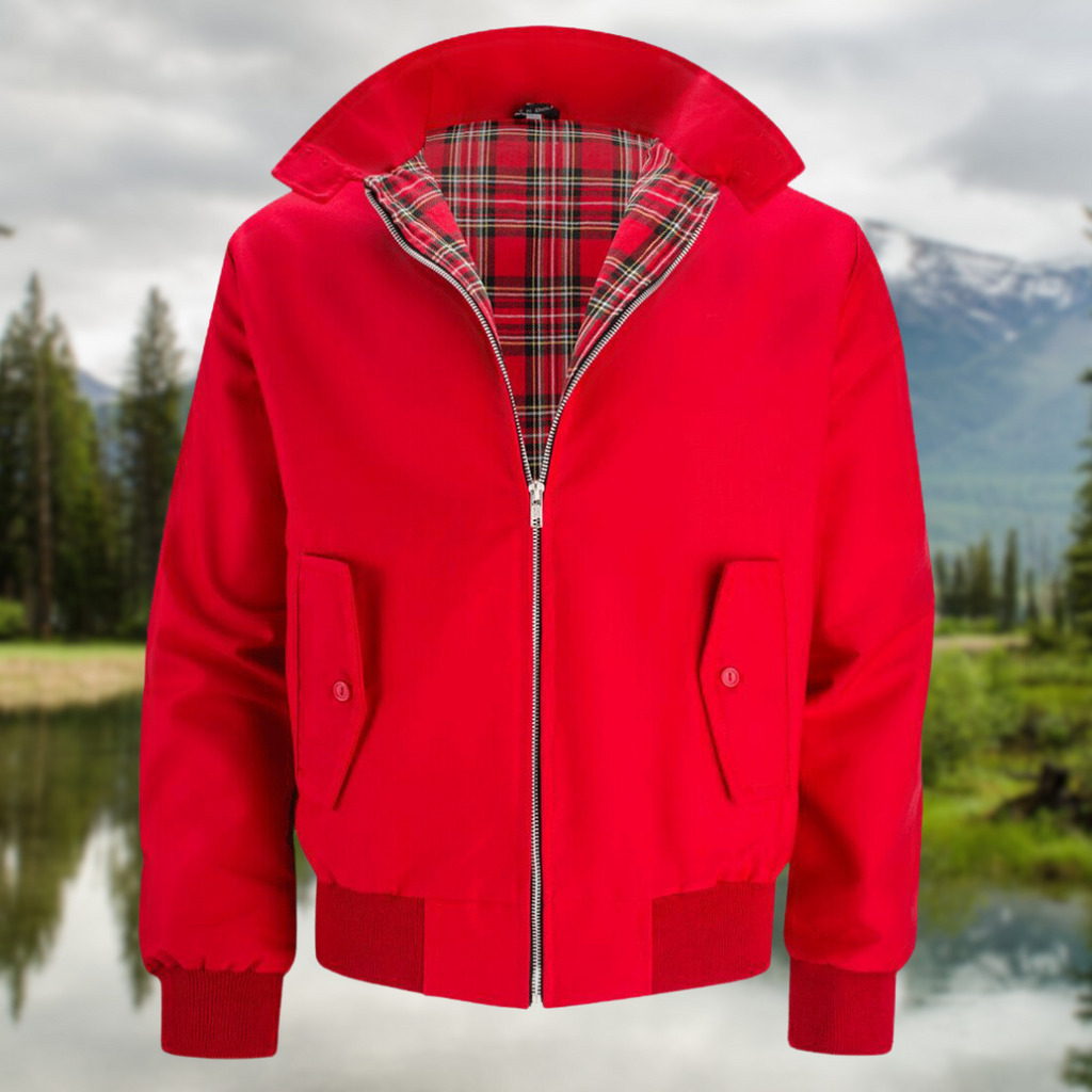 Chaqueta Harrington para hombre con forro de tartán y cremallera – elegancia informal atemporal