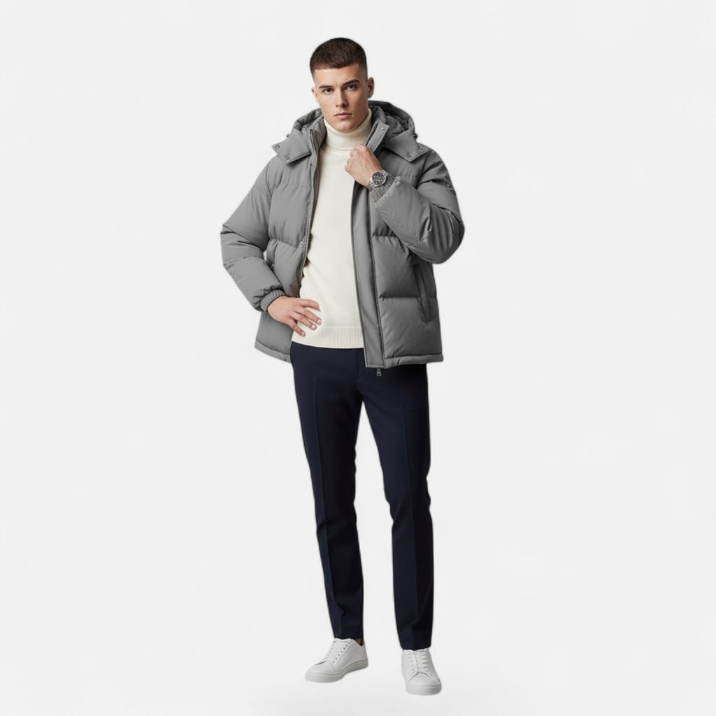 Giacca Trapuntata Uomo con Cappuccio e Zip Integrale