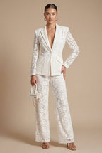 Ensemble pour femme en dentelle florale avec blazer à basque