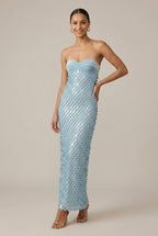 Abito Maxi Donna con Paillettes e Scollo a Cuore