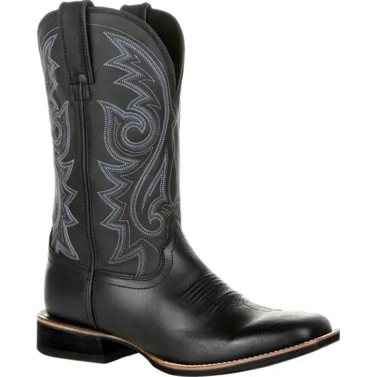 Botas cowboy para mujer con bordados western - botas texanas de media caña con tacón bajo