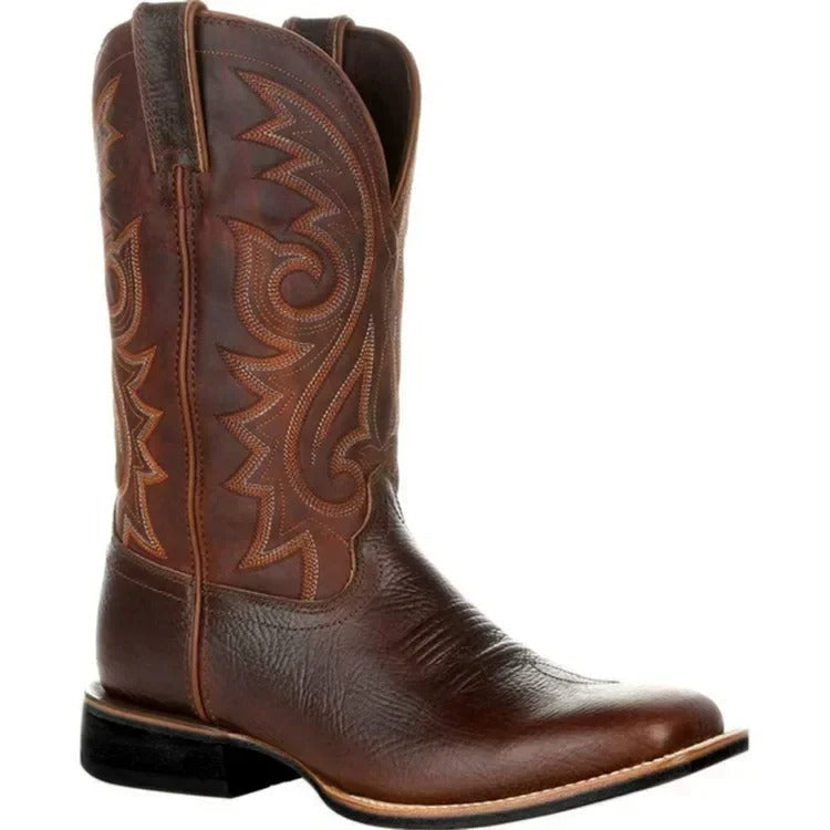 Botas cowboy para mujer con bordados western - botas texanas de media caña con tacón bajo