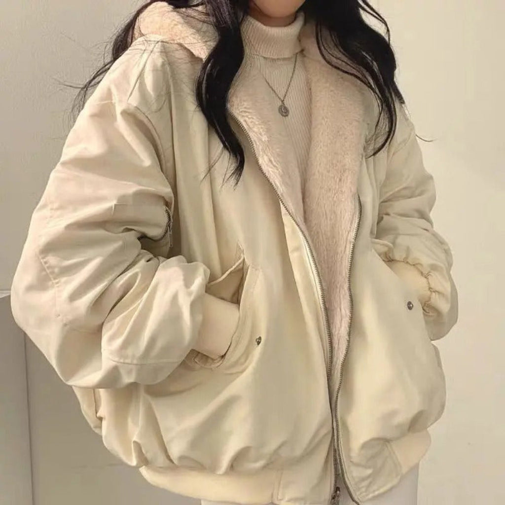Bomber Oversize Donna con Cappuccio e Tasche Utility