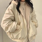 Bomber Oversize Donna con Cappuccio e Tasche Utility