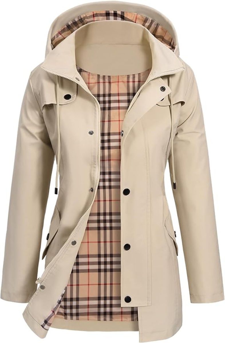 Giacca Antipioggia Donna Impermeabile con Cappuccio – Trench Leggero Elegante e Funzionale