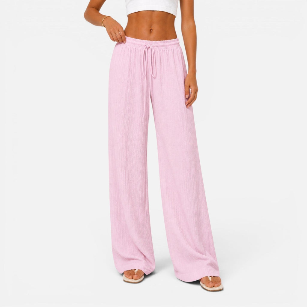Pantaloni Donna a Gamba Larga con Vita Regolabile