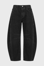 Jeans balloon oversize para mujer - pernera ancha con costuras decorativas