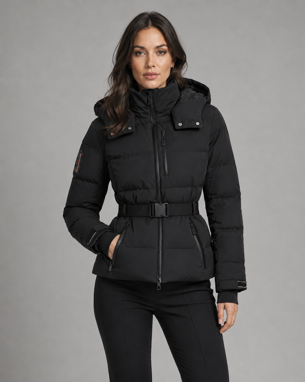 Piumino Donna con Cappuccio e Cintura