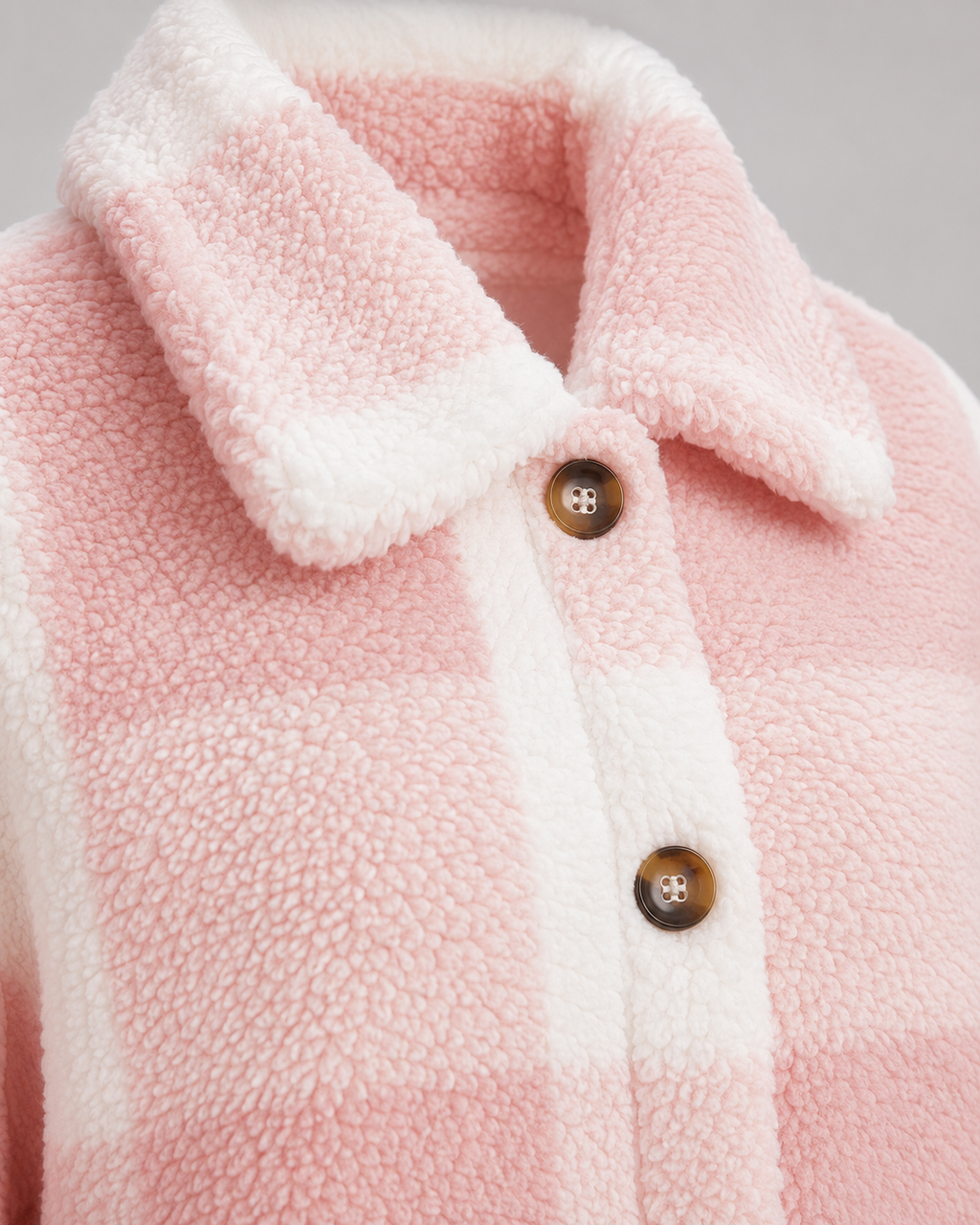 Veste teddy femme à carreaux en polaire