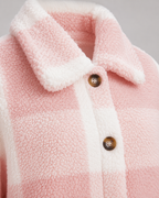 Veste teddy femme à carreaux en polaire
