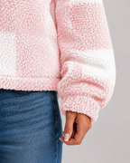 Veste teddy femme à carreaux en polaire