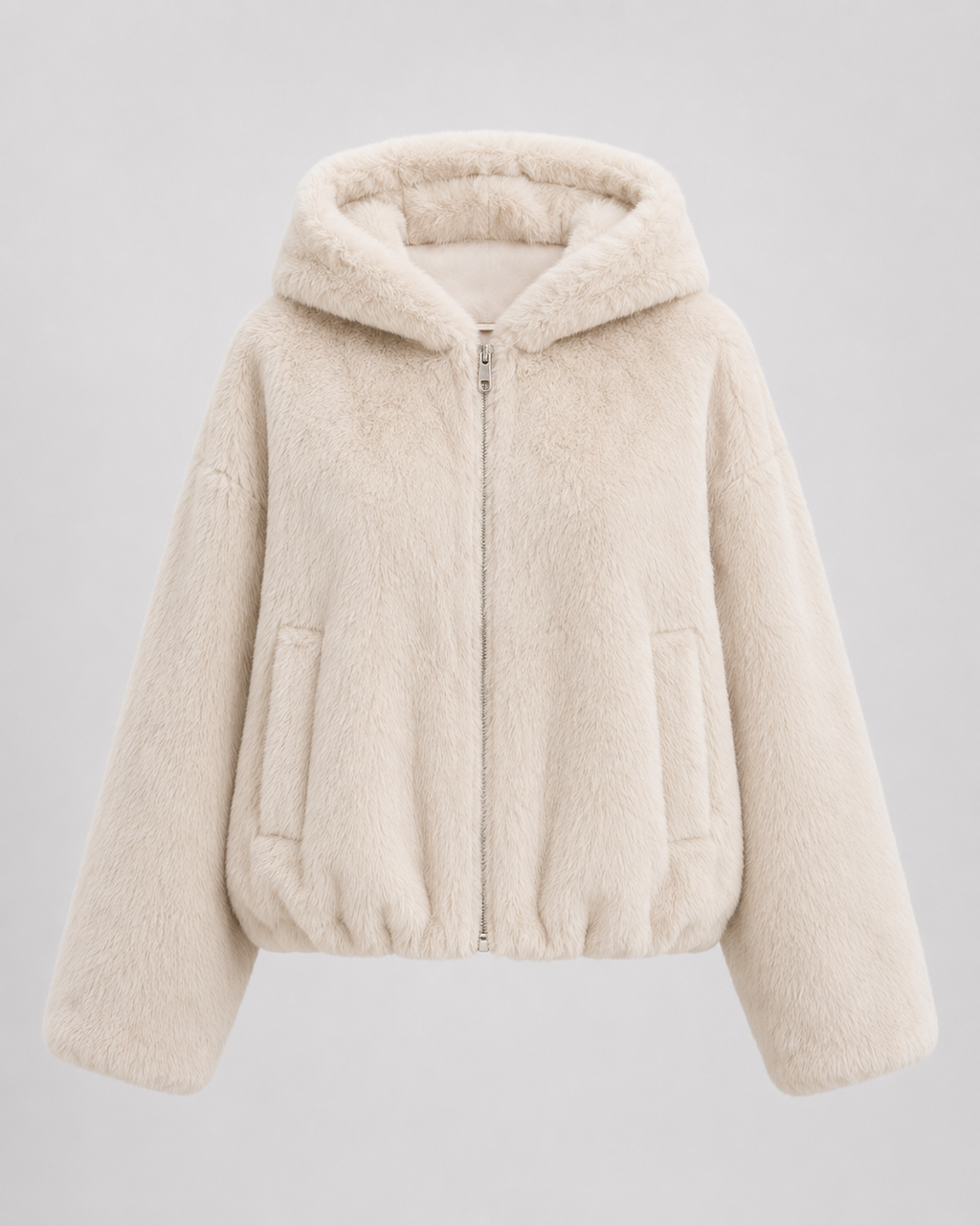 Giacca Donna in Pelliccia Sintetica con Cappuccio