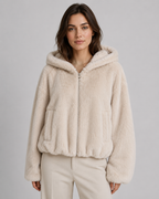 Giacca Donna in Pelliccia Sintetica con Cappuccio
