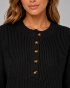 Maglione Henley Donna a Coste con Bottoni