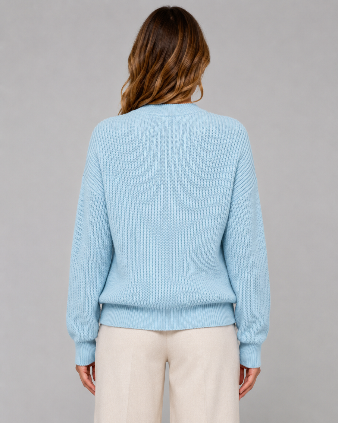 Maglione Henley Donna a Coste con Bottoni