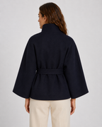 Cape femme avec ceinture et col montant