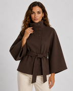 Cape femme avec ceinture et col montant