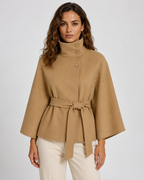 Cape femme avec ceinture et col montant