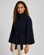Cape femme avec ceinture et col montant