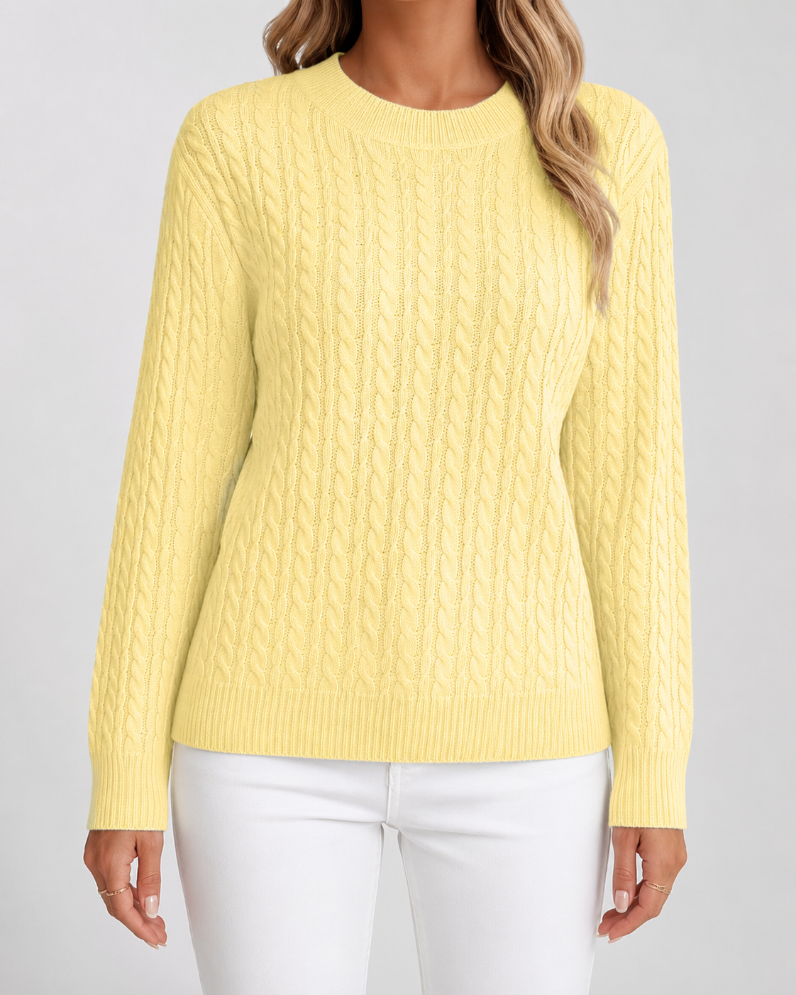 Maglione Donna Girocollo in Maglia a Trecce