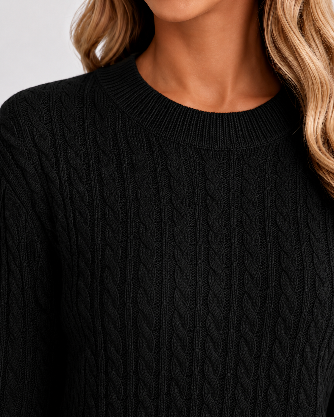 Maglione Donna Girocollo in Maglia a Trecce