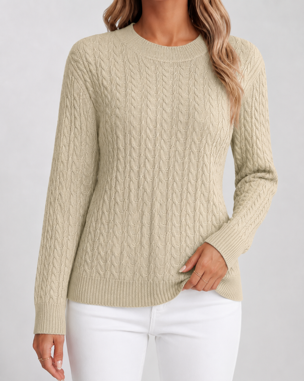 Maglione Donna Girocollo in Maglia a Trecce