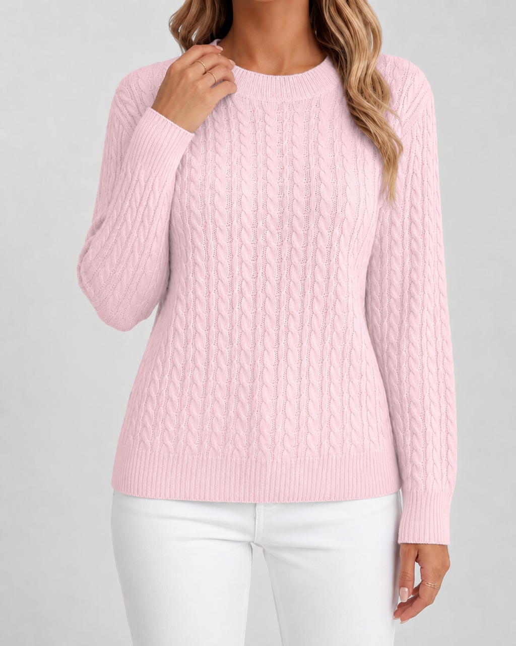 Maglione Donna Girocollo in Maglia a Trecce