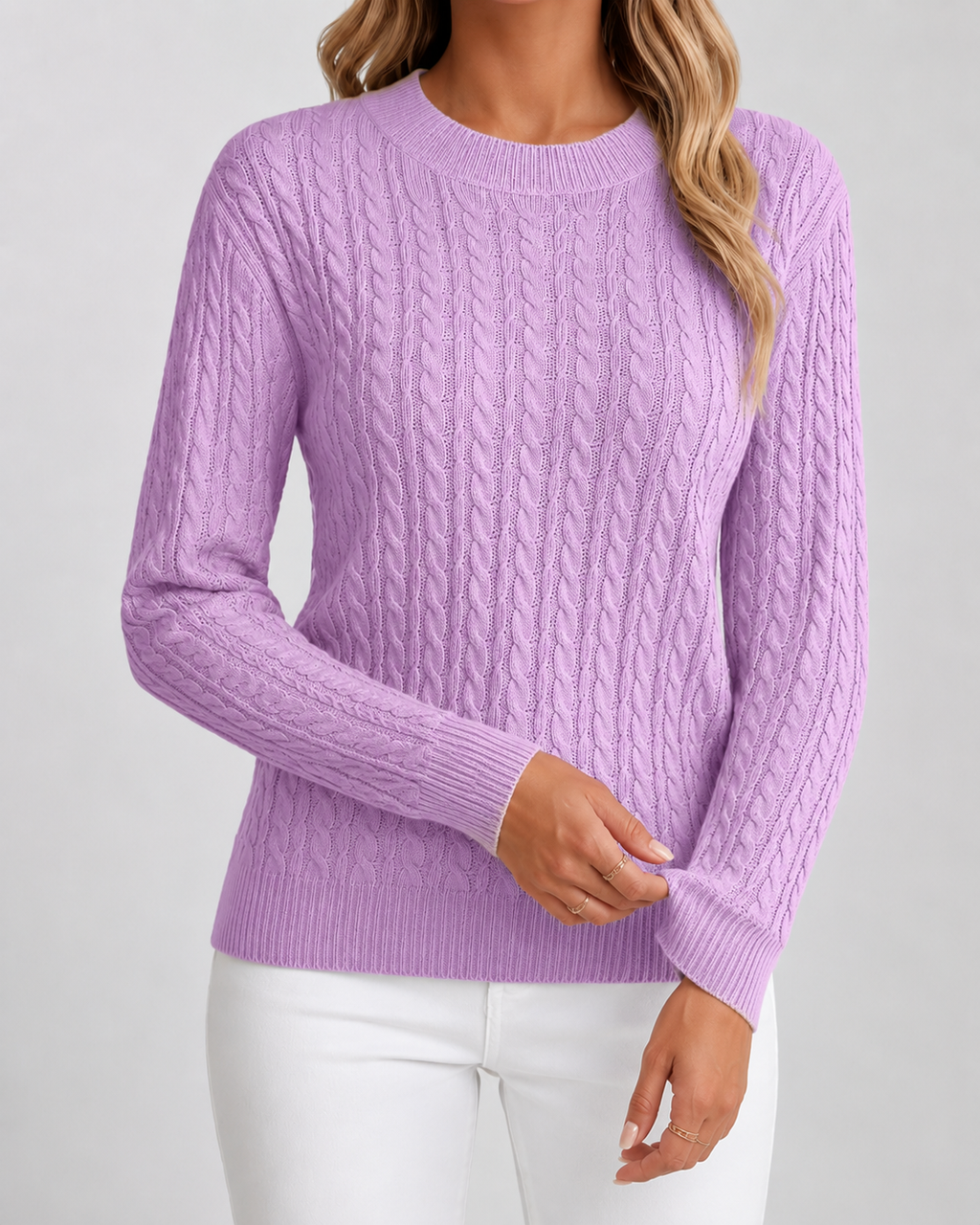 Maglione Donna Girocollo in Maglia a Trecce