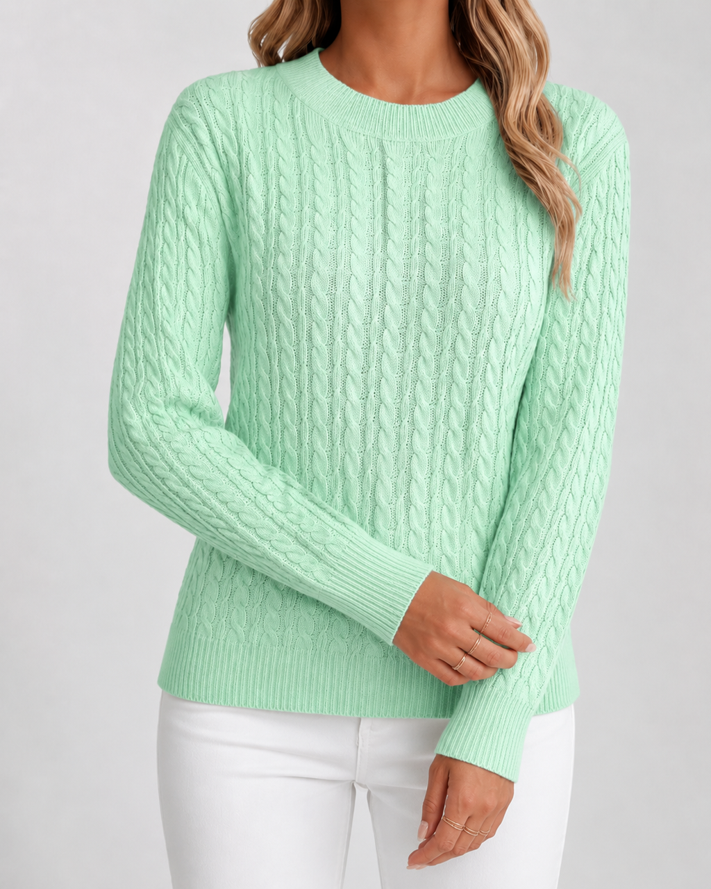 Maglione Donna Girocollo in Maglia a Trecce