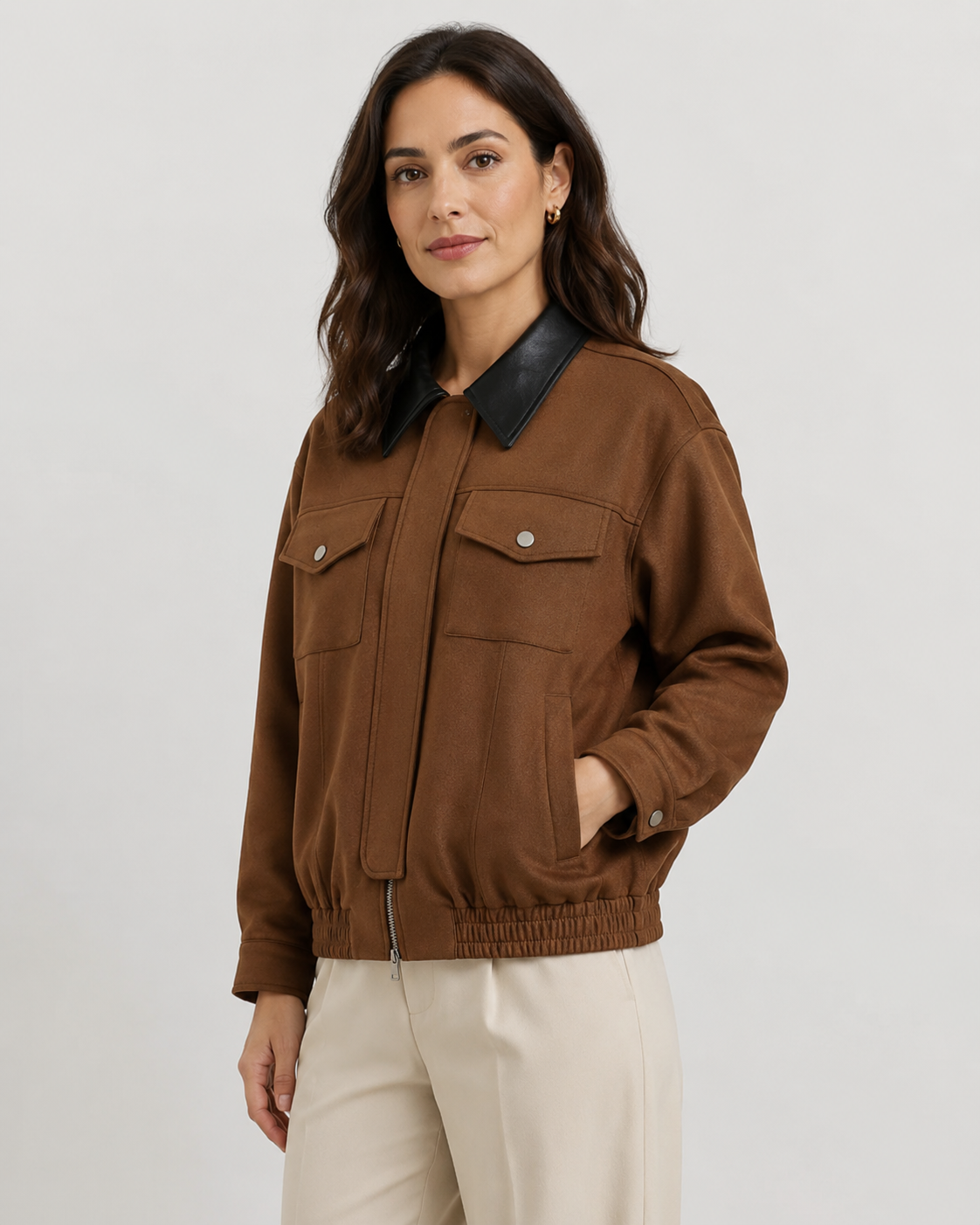 Giacca Barn Corta Donna Effetto Camoscio