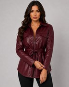Giacca Camicia Donna in Ecopelle con Cintura