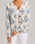Cardigan Donna in Maglia con Stampa Floreale