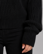 Maglione Corto Donna a Coste con Mezza Zip