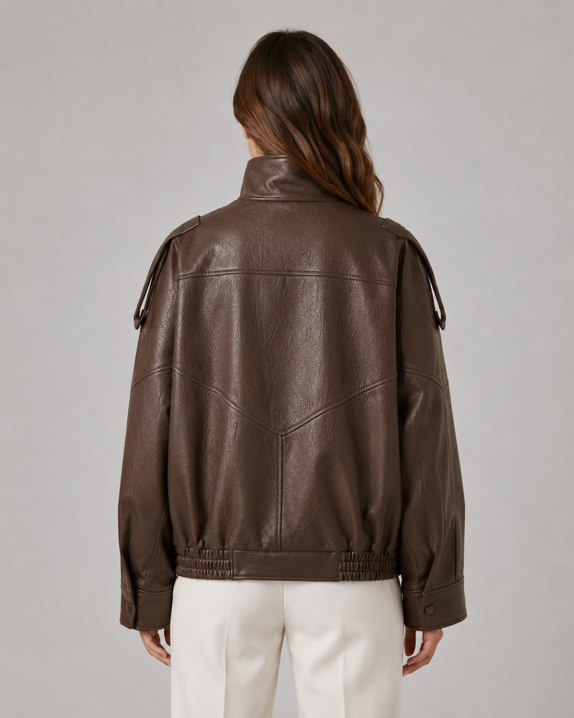 Giacca Donna in Pelle con Collo Alto