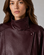 Giacca Donna in Pelle con Collo Alto