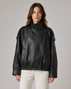 Giacca Donna in Pelle con Collo Alto