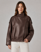 Giacca Donna in Pelle con Collo Alto