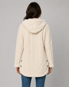 Giacca Teddy Donna con Cappuccio e Texture a Trecce