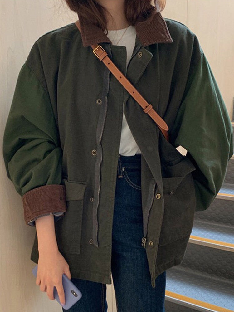 Giacca Utility Donna Oversize con Tasche Applicate