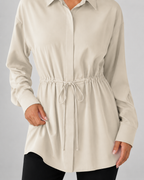 Camisa larga oversize de mujer con cordón en la cintura
