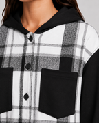 Giacca Camicia Donna a Quadri con Cappuccio