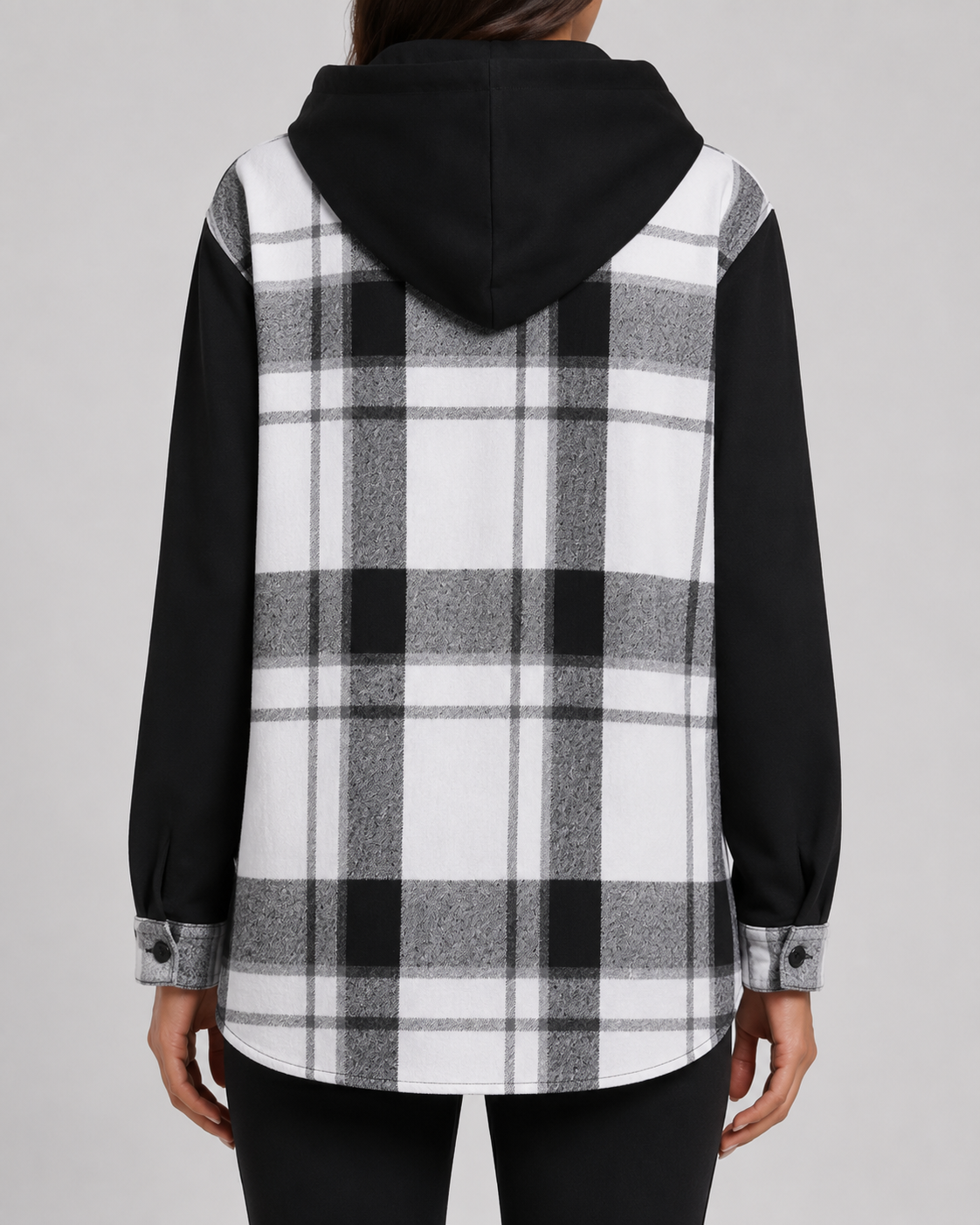 Giacca Camicia Donna a Quadri con Cappuccio