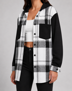 Giacca Camicia Donna a Quadri con Cappuccio